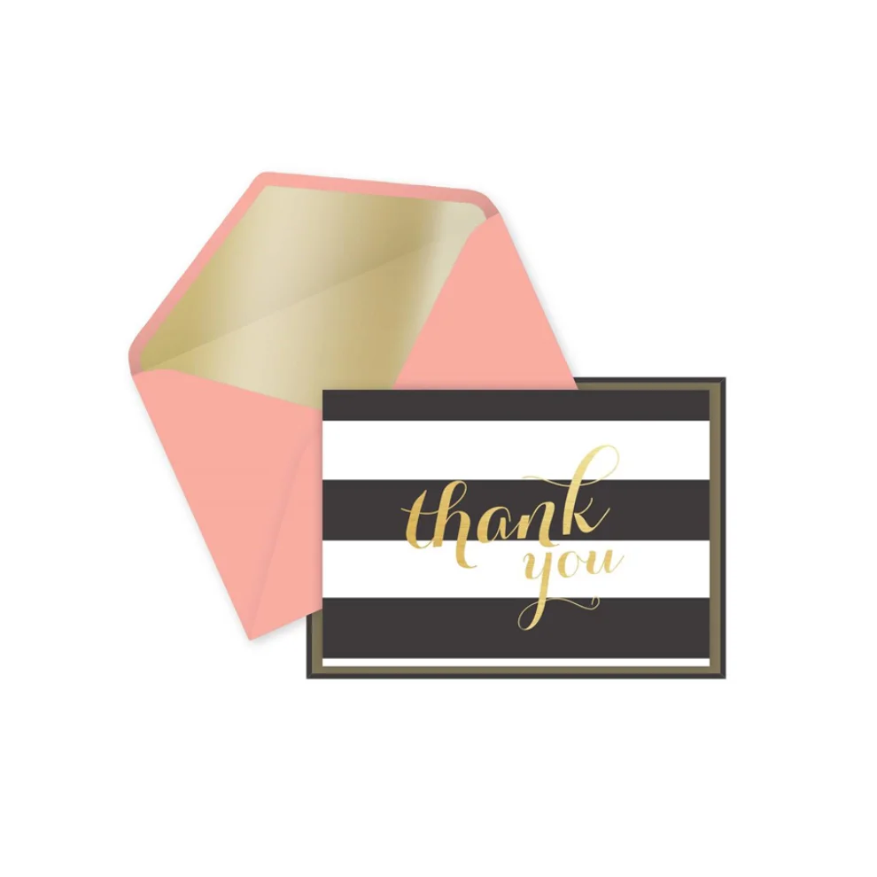Eccolo - Many Thanks Boxed Notes Black White Stripes Thank You 