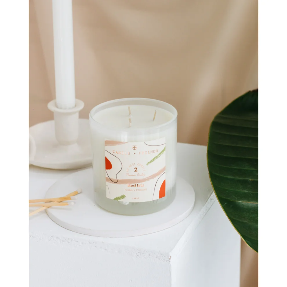 Candle and Friends - No.2 Red Iris Çift Fitilli Cam Mum