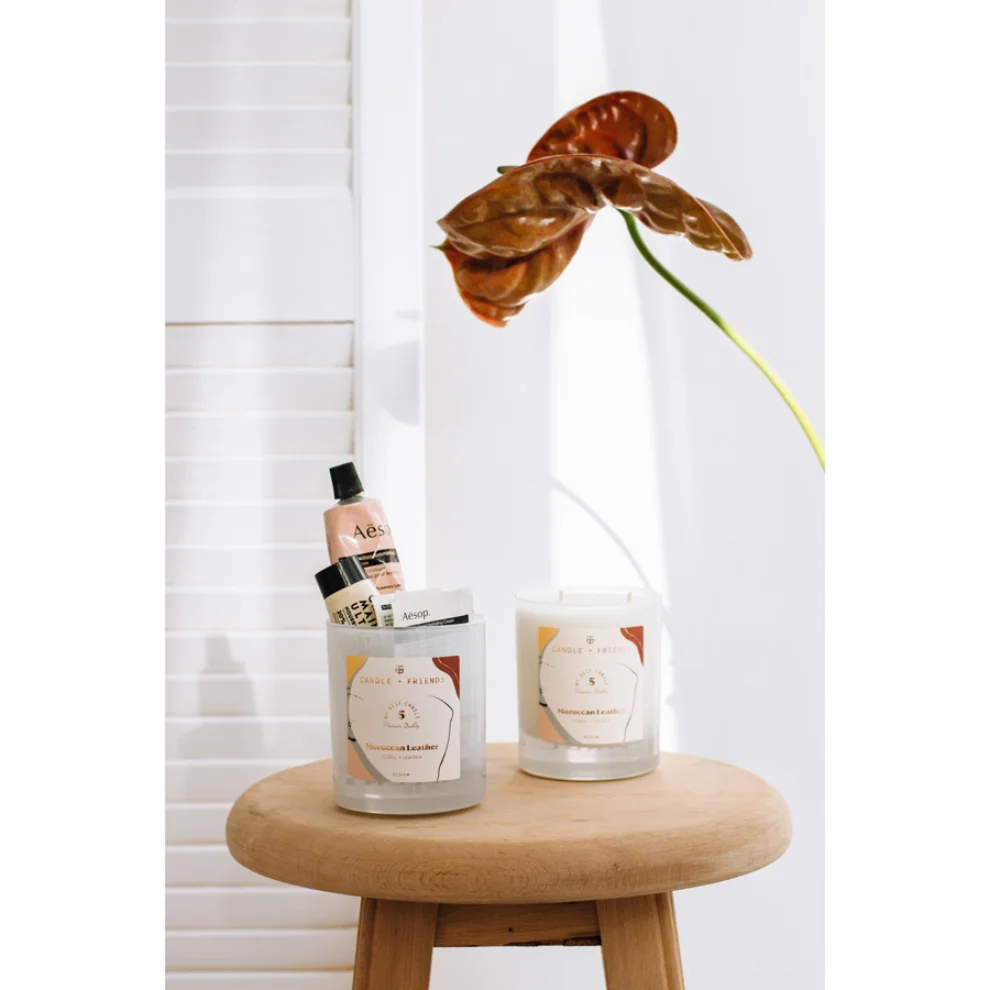 Candle and Friends - No.5 Moroccan Leather Çift Fitilli Cam Mum