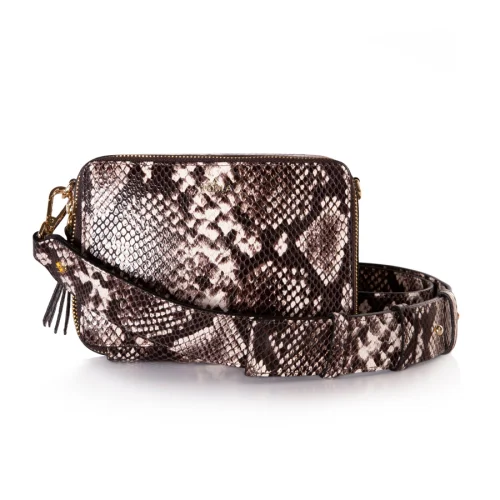 Noula - Yılan Desen Deri Mini Crossbody Çanta