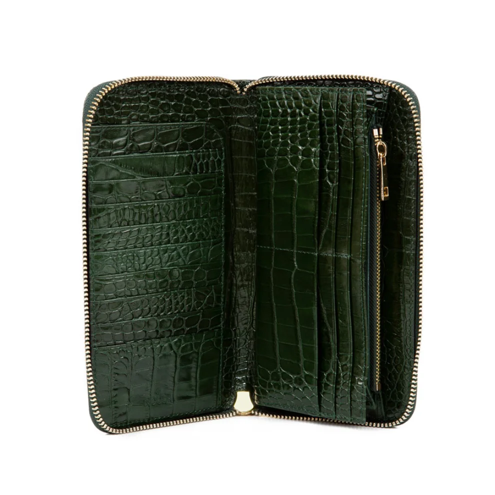 Noula - Croc Print Zip Around Leather Wallet Large