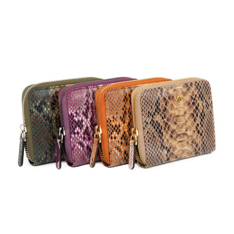 Noula - Snake Print Zip Around Leather Wallet