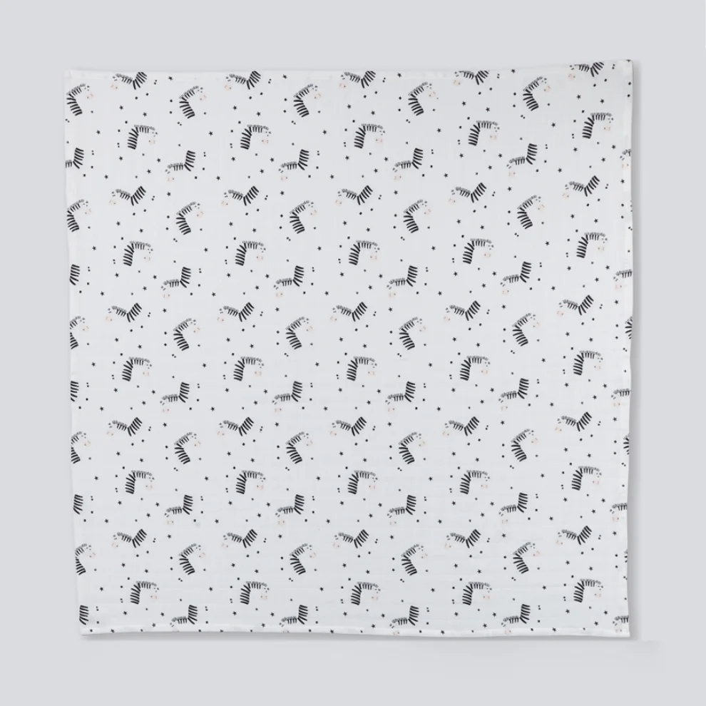 Deeperlove - Muslin Swaddle Blanket - White Zebra