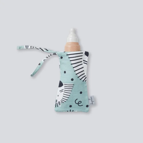 Deeperlove - Muslin Biberon Kesesi - Blue Zebra