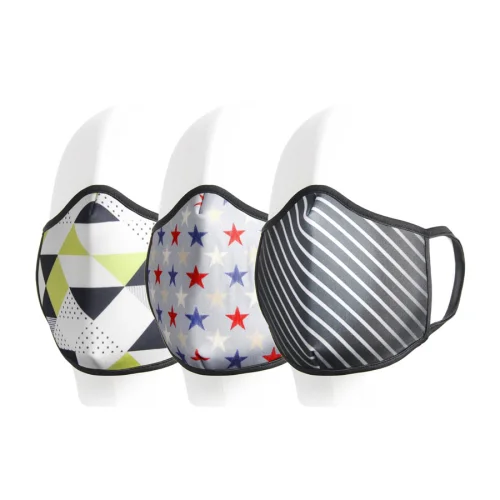 Coho Fashion - Triangles & Stars & Lines Washable Antibacterial Face Mask Set of 3