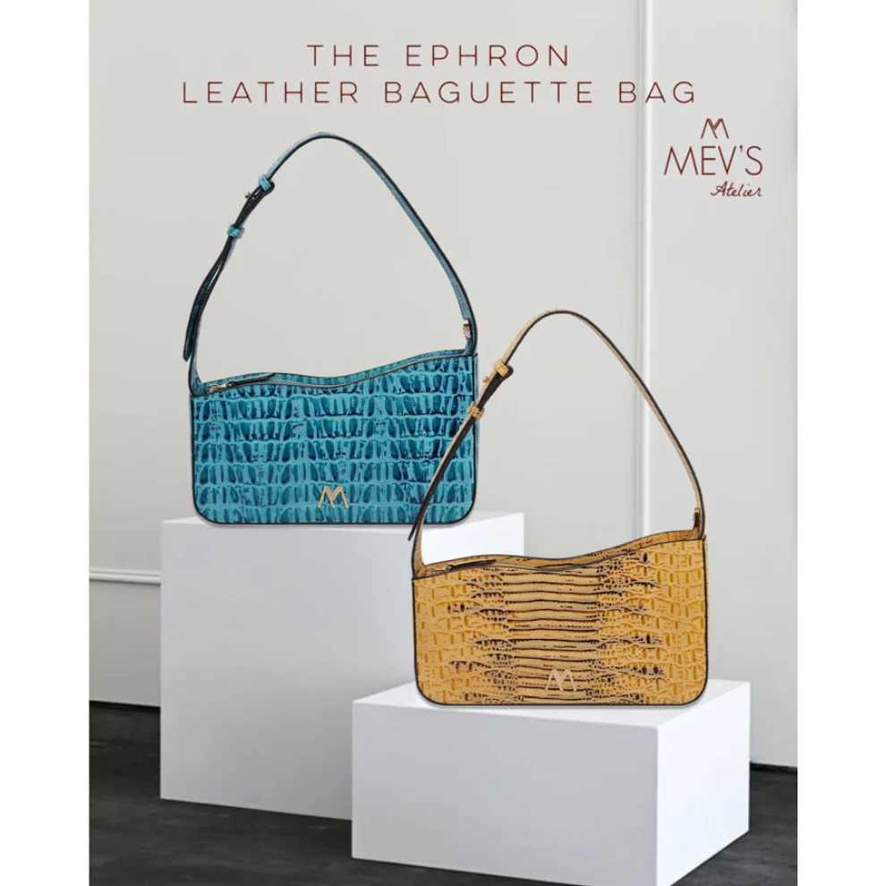 Mev's Atelier	 - Ephron Genuine Leather Baguette Bag Croco Print