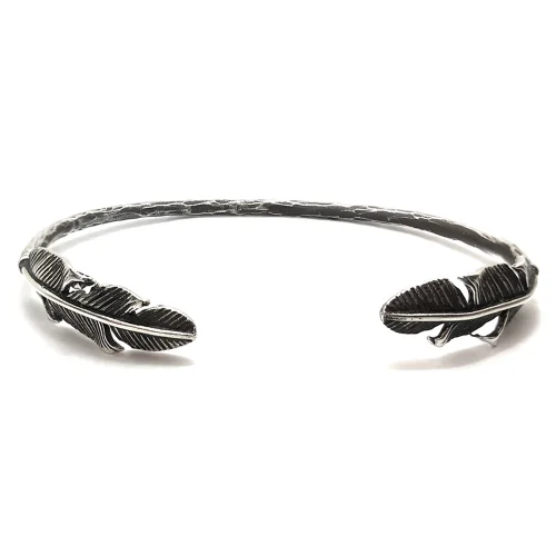 Spark Atölye - Leaf Hammered Oxide Silver Bracelet