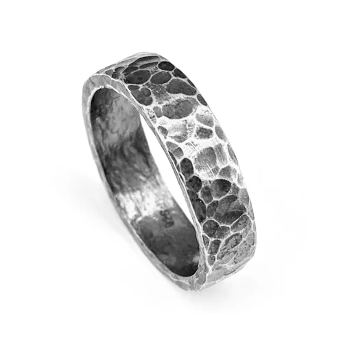 Spark Atölye - Hammered Oxide Silver Ring