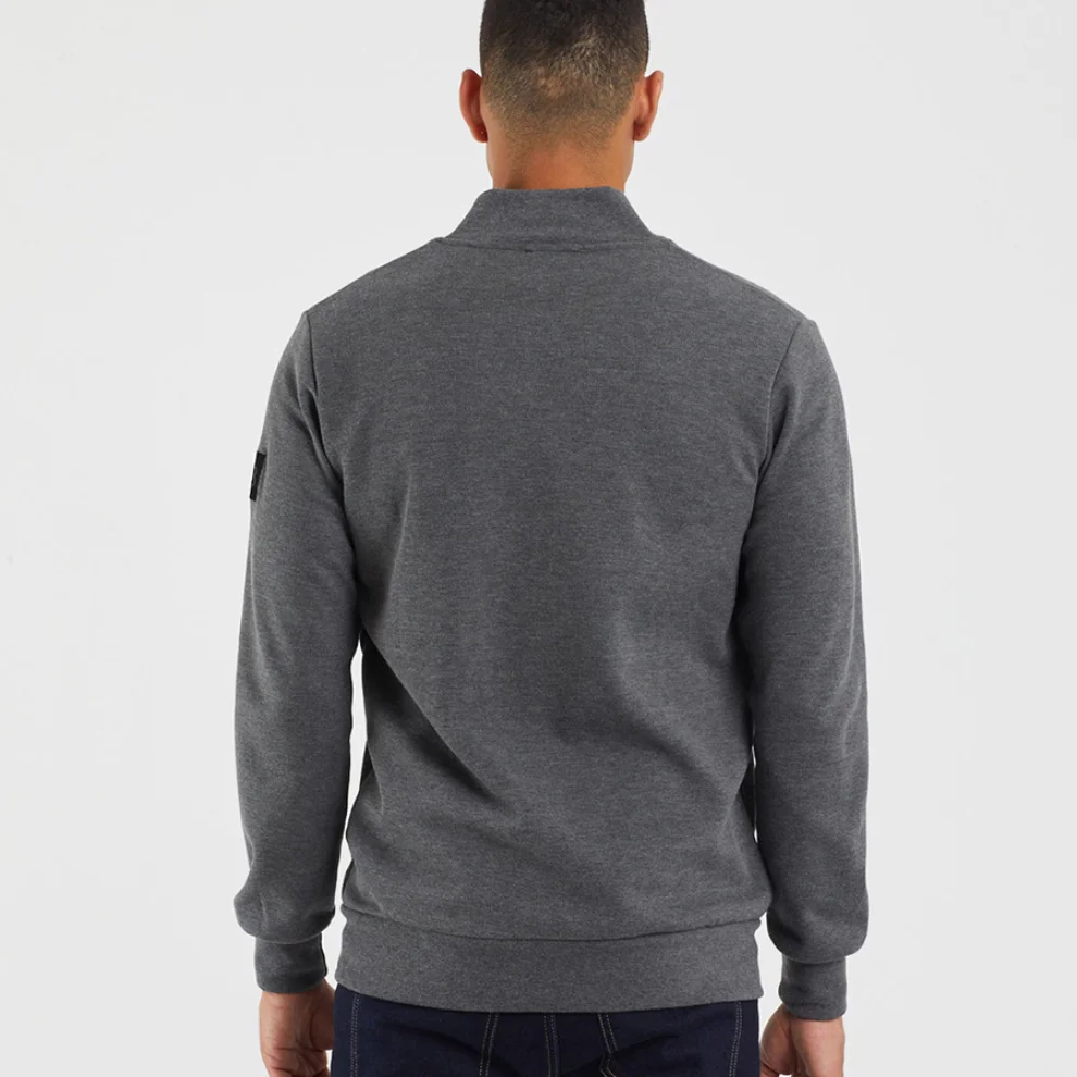 Tbasic - Şeritli Fermuarlı Sweatshirt