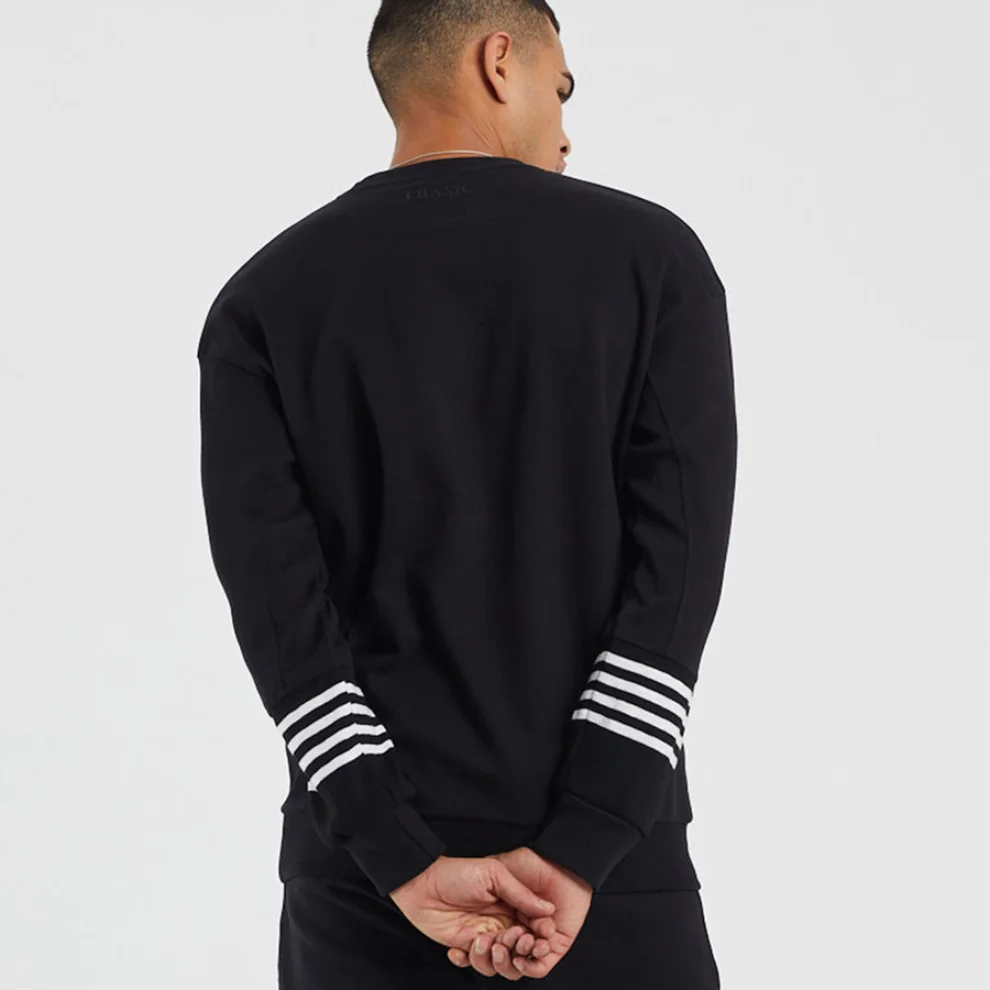 Tbasic - Şeritli Oversize Sweatshirt