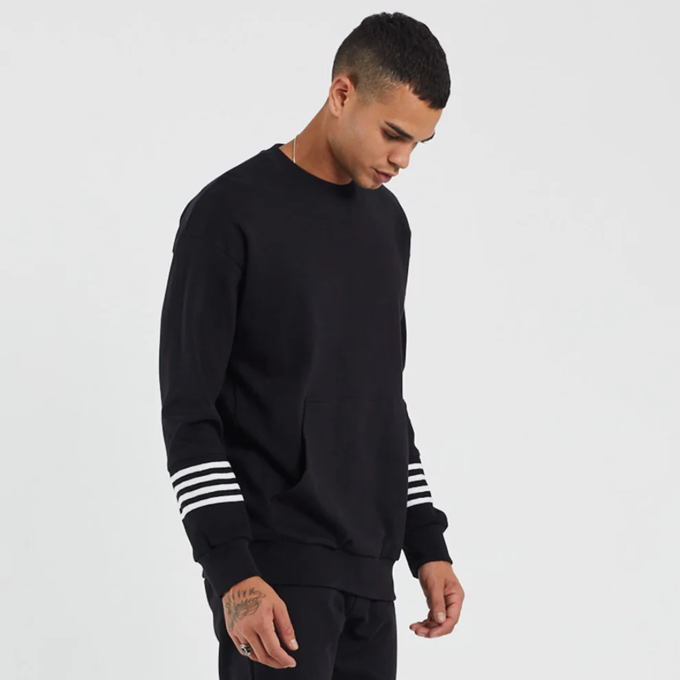 Tbasic - Şeritli Oversize Sweatshirt