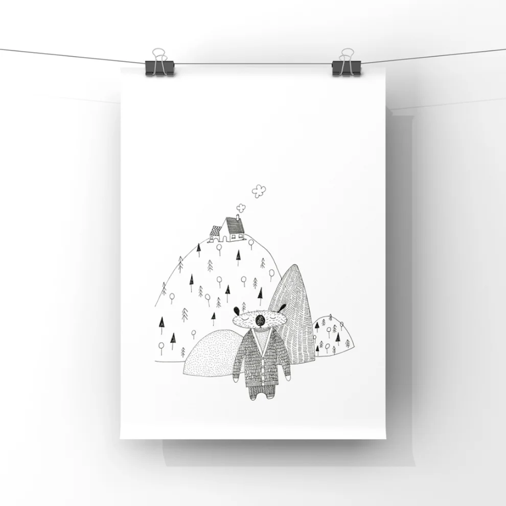 paperwork.istanbul	 - Bear In The Hills Art Print