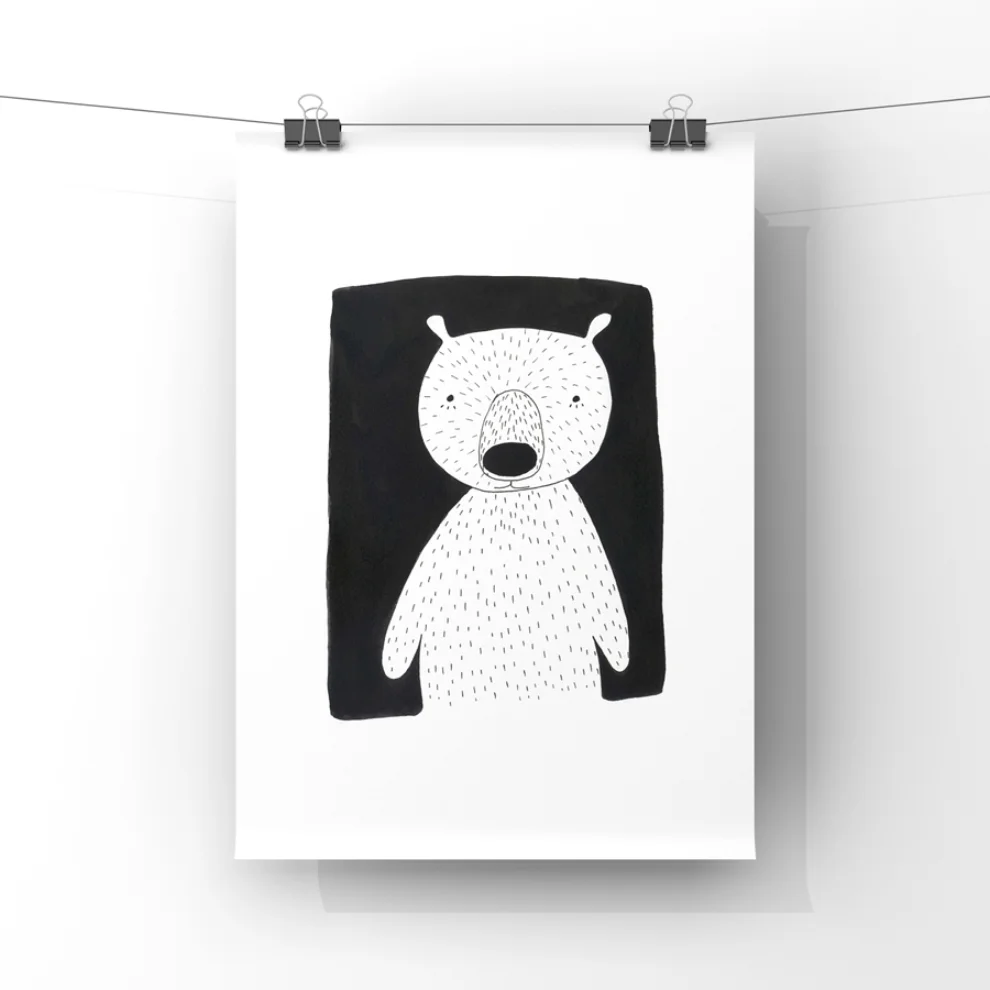 paperwork.istanbul	 - Bear at Night Art Print