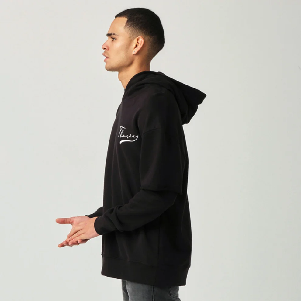 Tbasic - Parçalı Kol Hoodie 