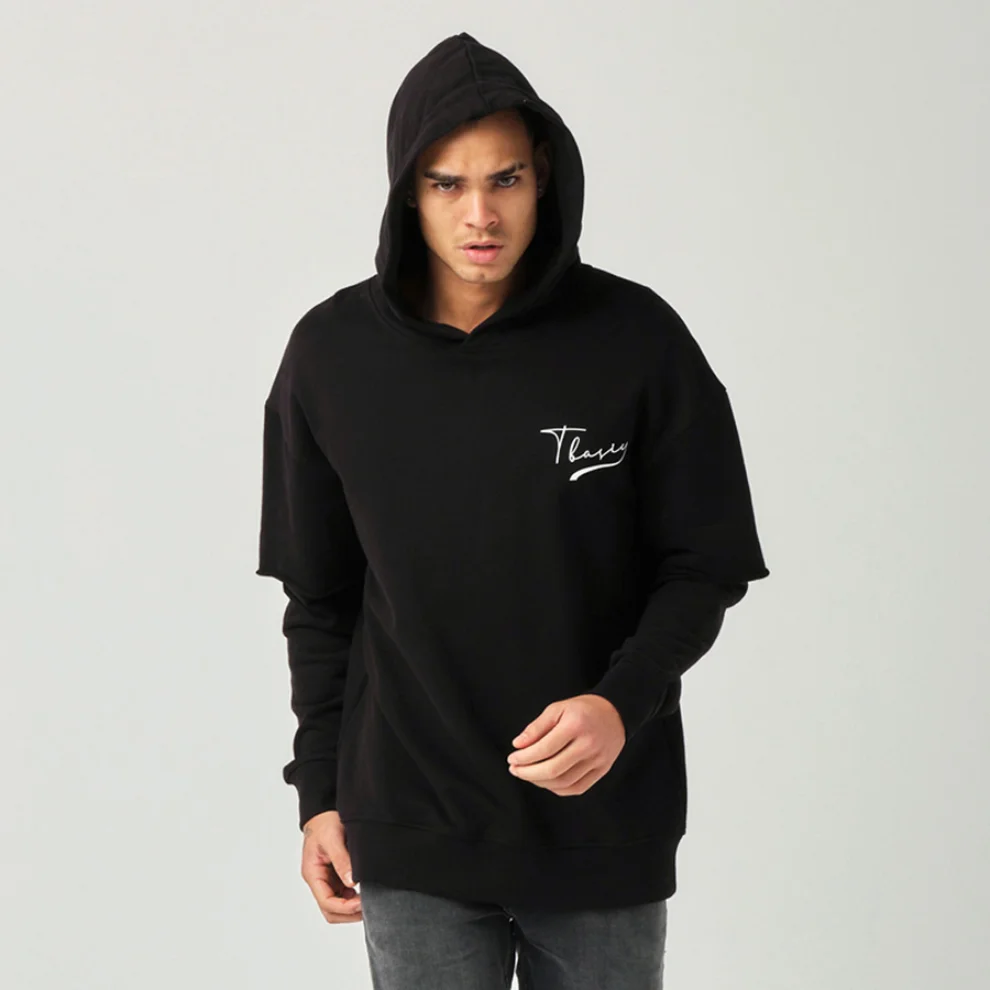 Tbasic - Parçalı Kol Hoodie 