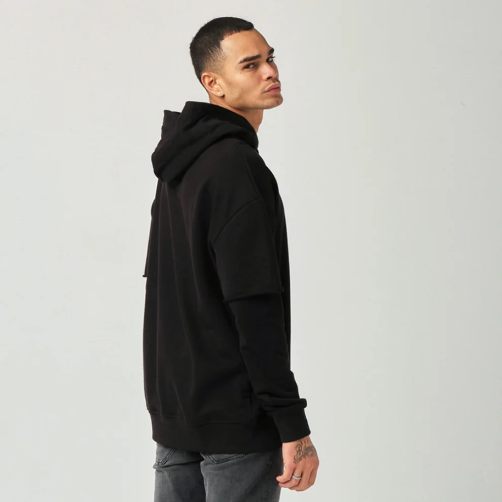 Tbasic - Parçalı Kol Hoodie 