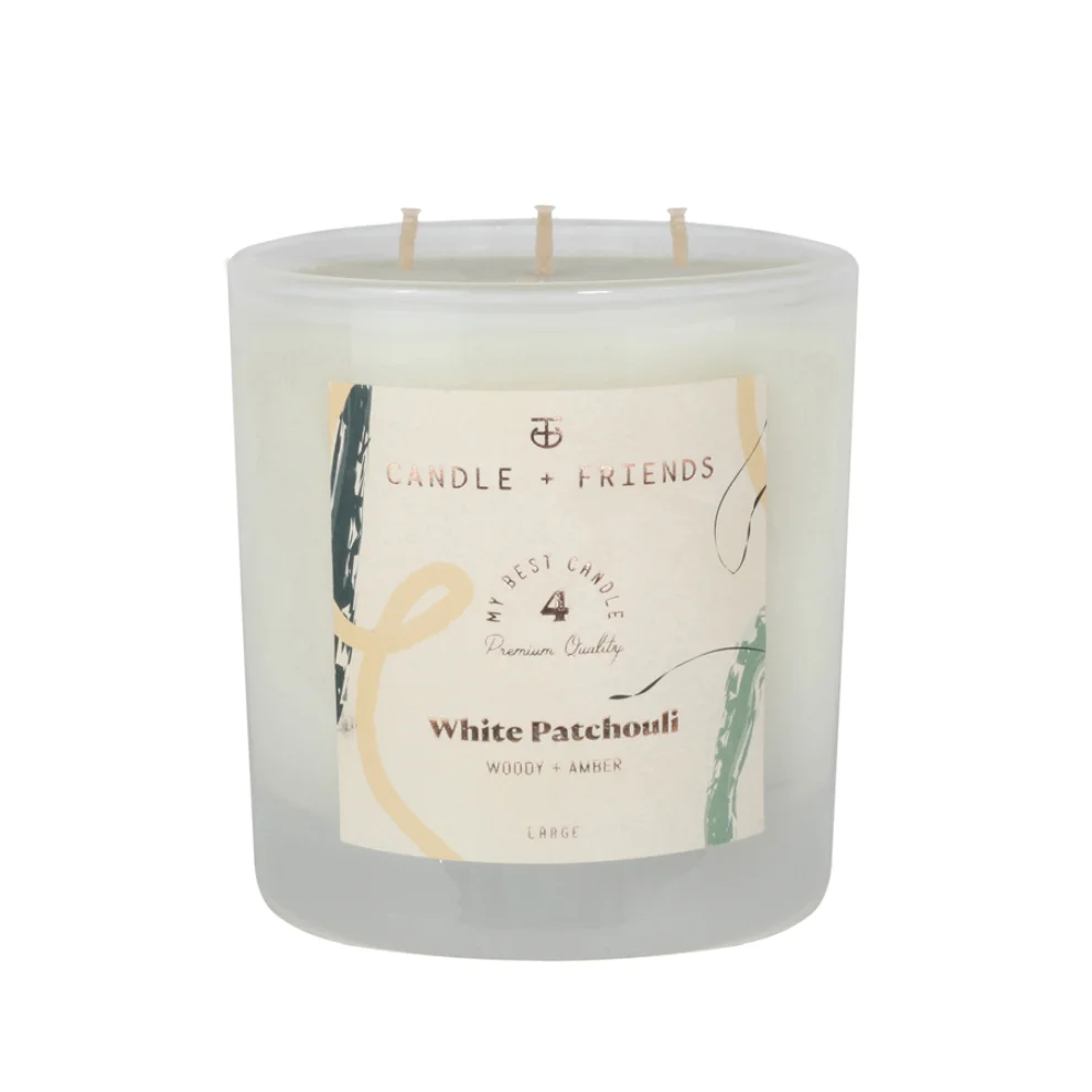 Candle and Friends - No.4 White Patchouli Glass Candle with Three Wick