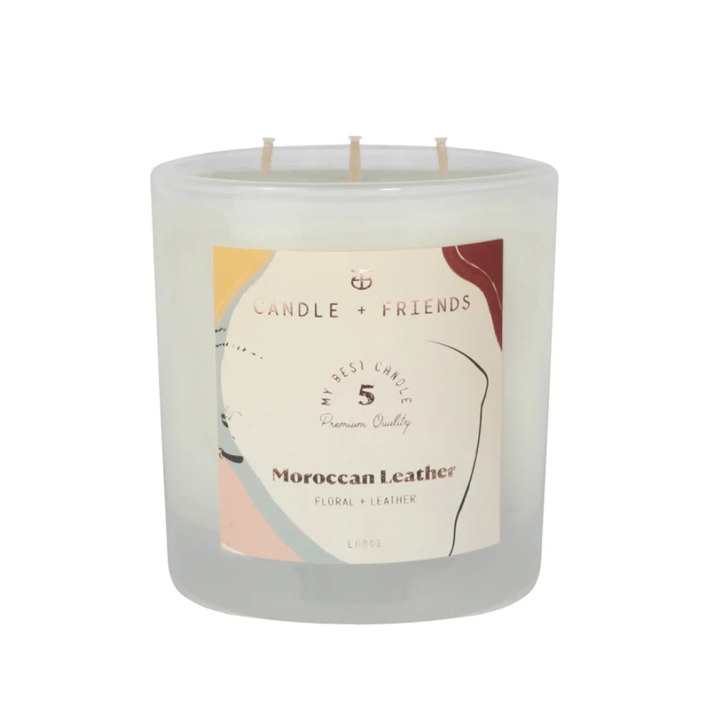 Candle and Friends - No.5 Moroccan Leather Three Wick Glass Candle