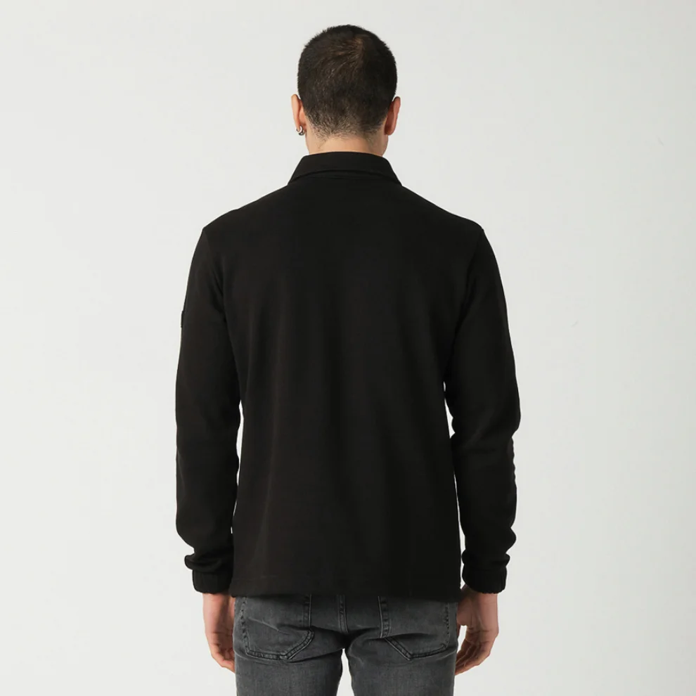 Tbasic - Fermuarlı Polo Yaka Sweatshirt