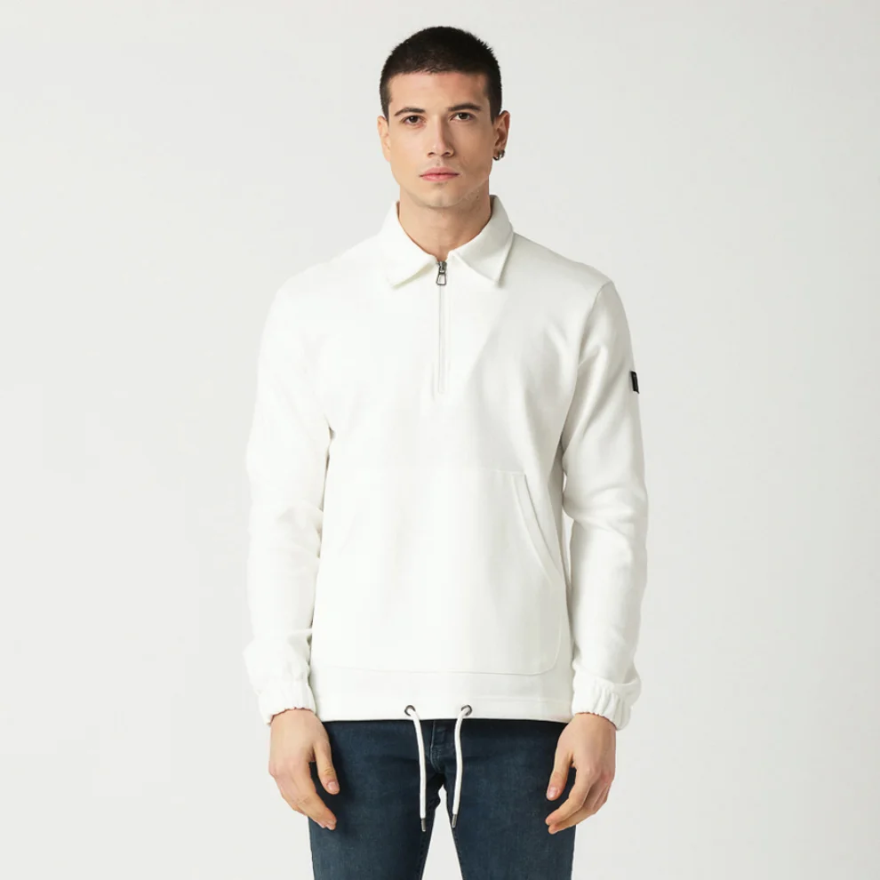 Tbasic - Fermuarlı Polo Yaka Sweatshirt