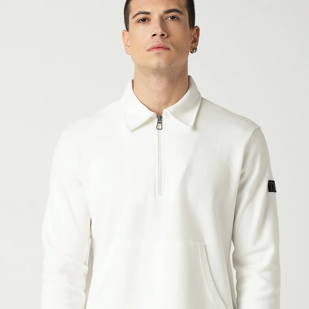 Tbasic - Fermuarlı Polo Yaka Sweatshirt