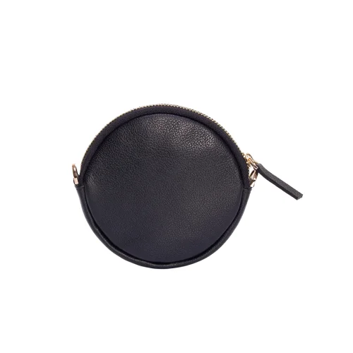 Kai & Vrosi - Cona Leather Round Purse With Handloomed Peshtemal