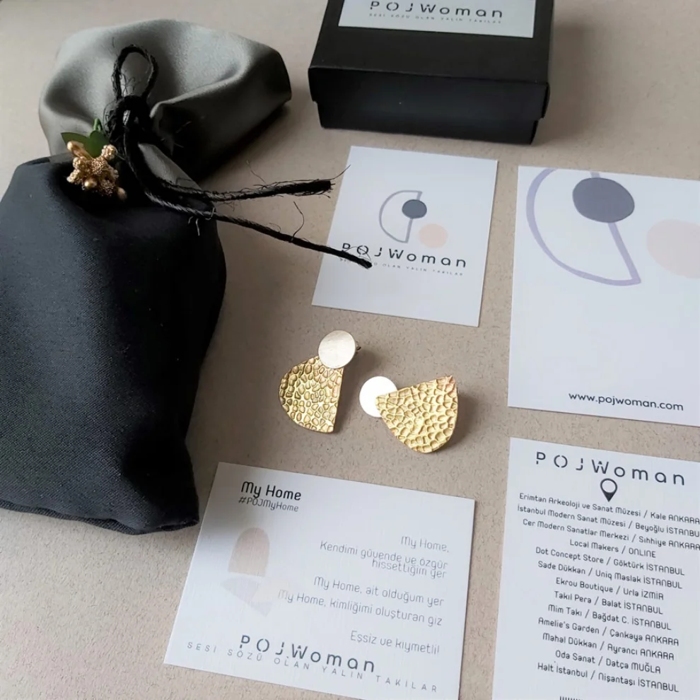 POJWoman by Pelin Özerson - My Home Half Moon Earrings