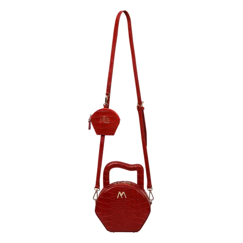 Mev's Atelier - Mini Nora Leather Bag Red Croc Embossed
