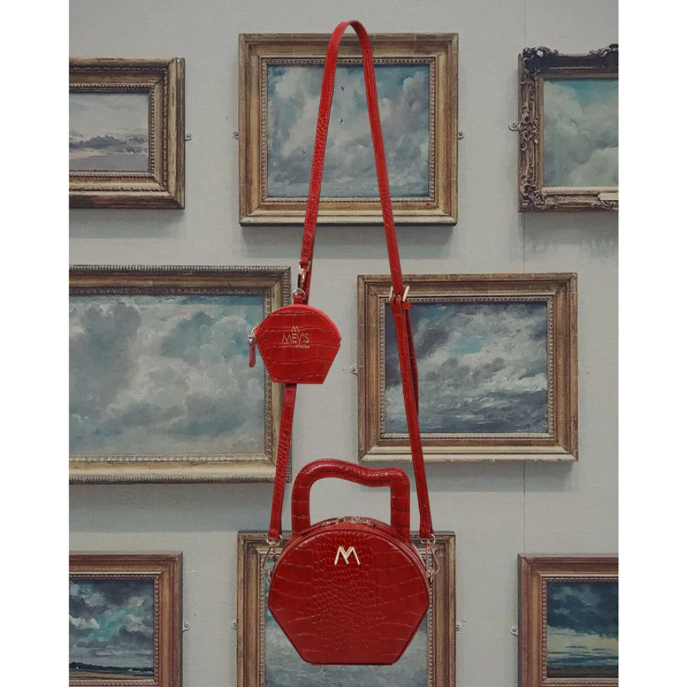 Mev's Atelier	 - Mini Nora Leather Bag Red Croc Embossed