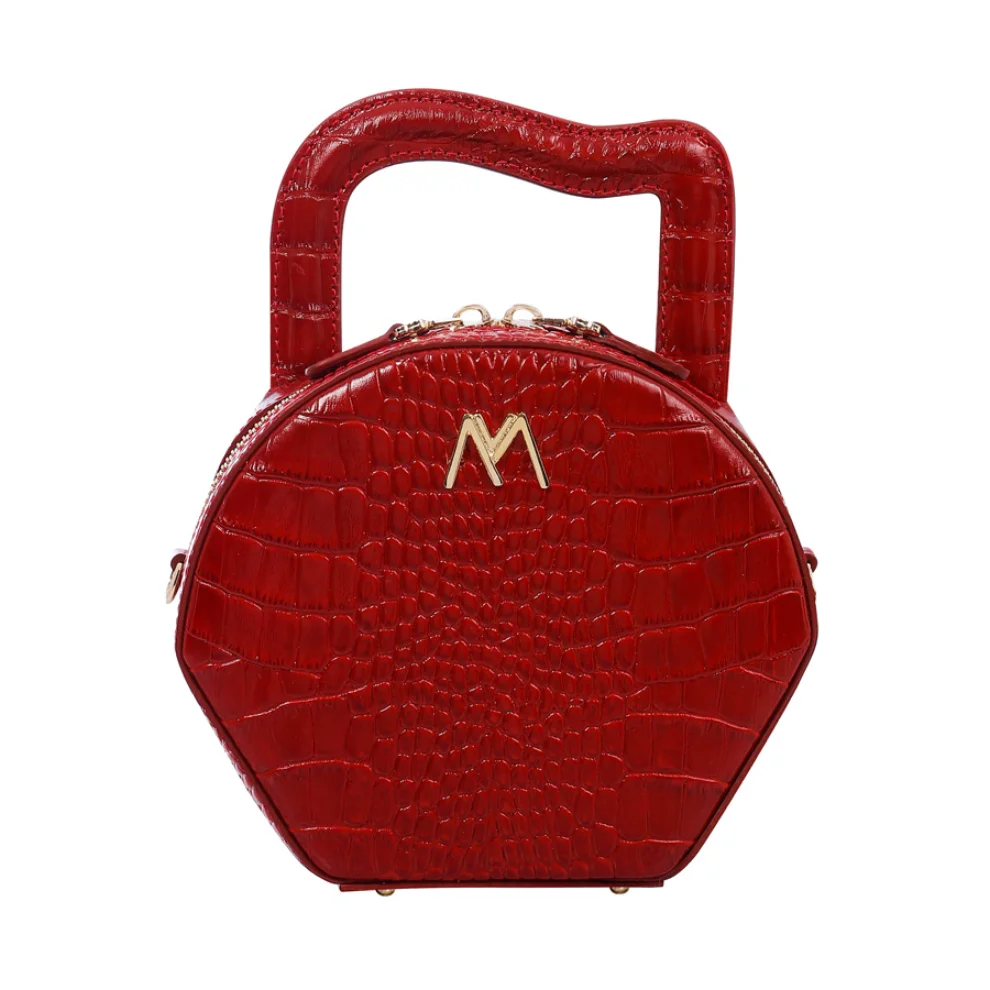 Mev's Atelier	 - Mini Nora Leather Bag Red Croc Embossed