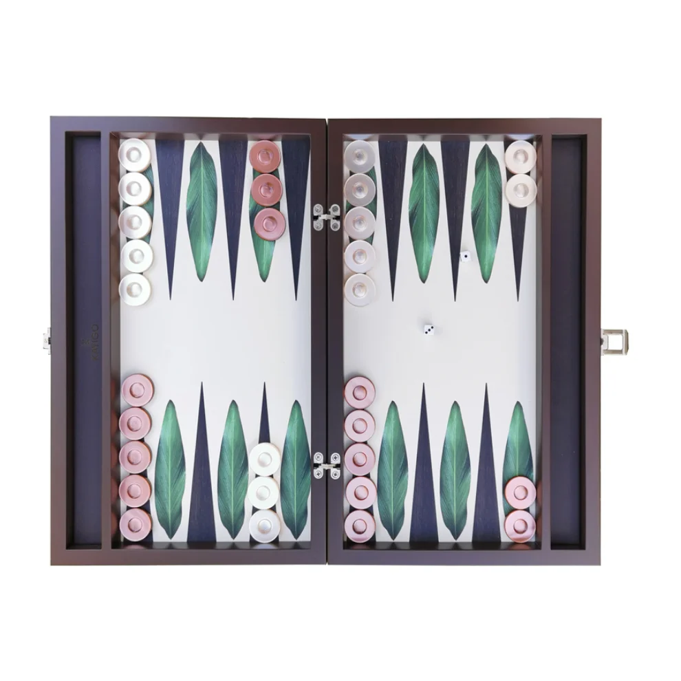 KAYIGO - Green Leaf Pattern Backgammon