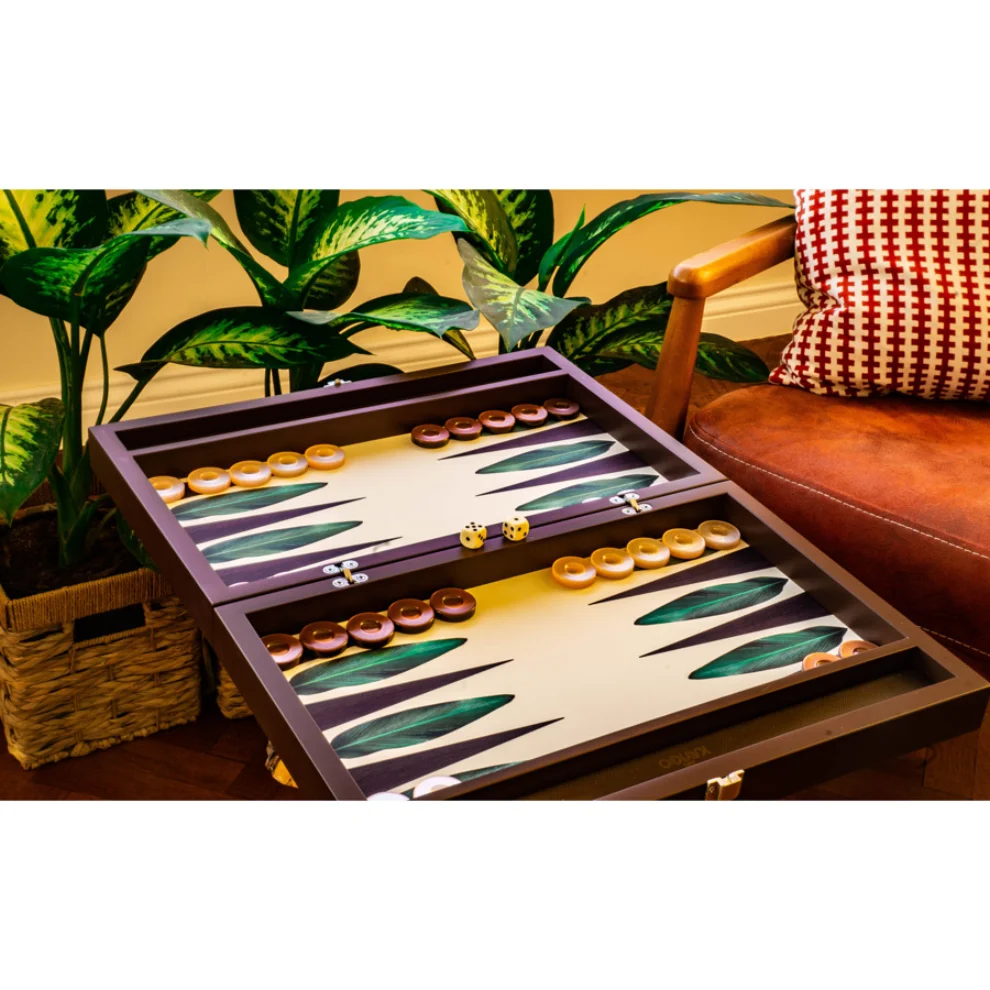 KAYIGO - Green Leaf Pattern Backgammon