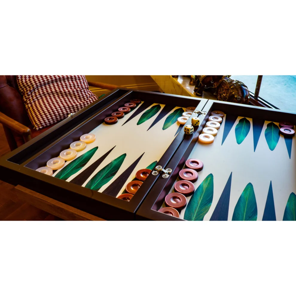 KAYIGO - Green Leaf Pattern Backgammon