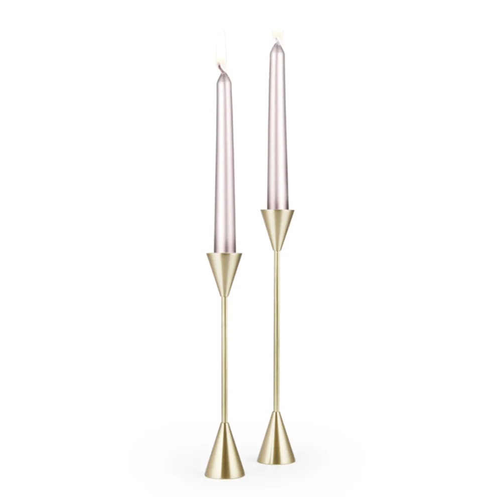 Coho Objet - Brazen Design Long Brass Candlestick Set Of 2