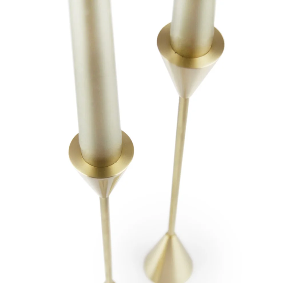 Coho Objet	 - Brazen Design Long Brass Candlestick Set Of 2