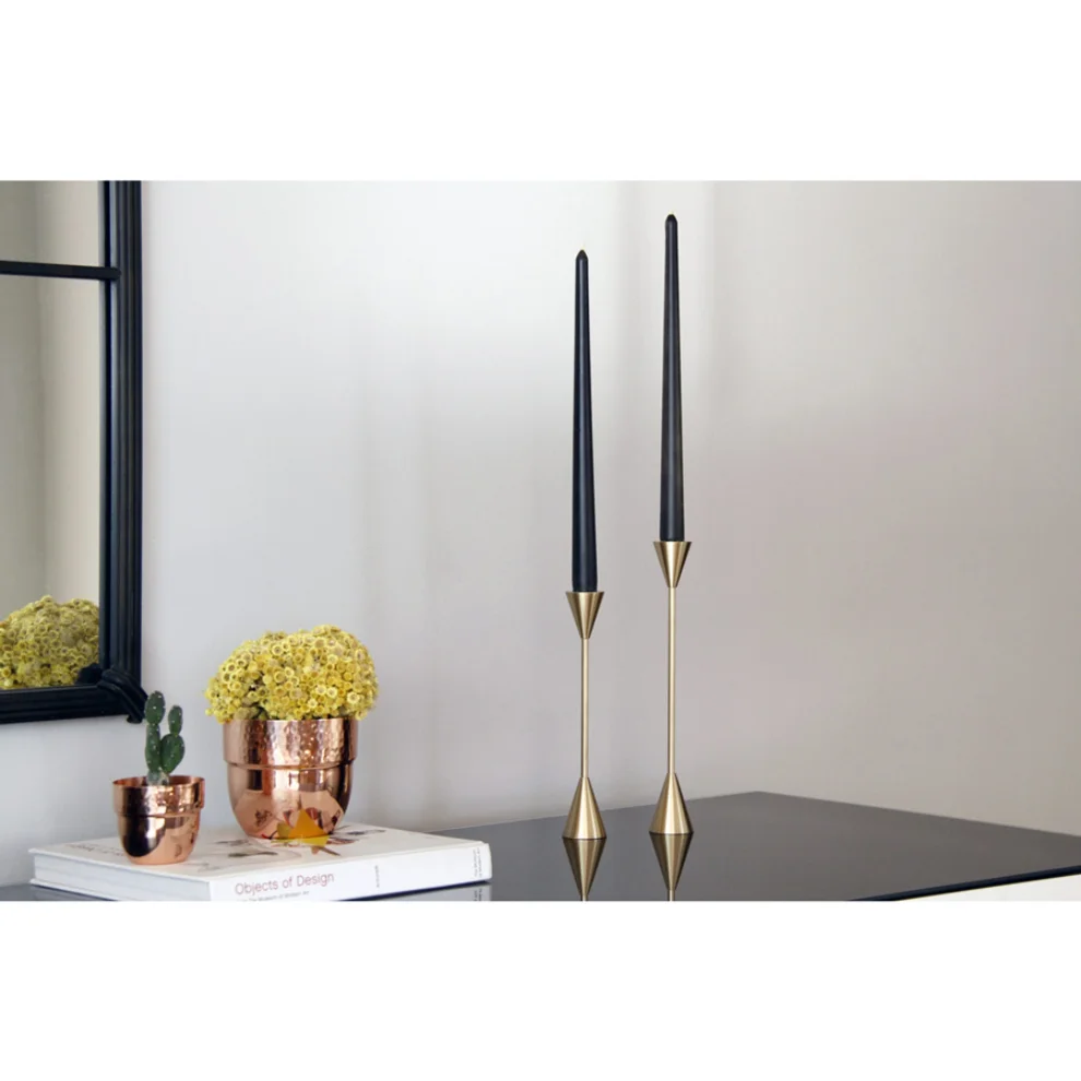 Coho Objet	 - Brazen Design Long Brass Candlestick Set Of 2