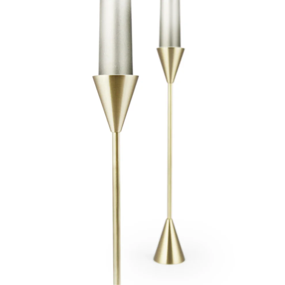 Coho Objet	 - Brazen Design Long Brass Candlestick Set Of 2