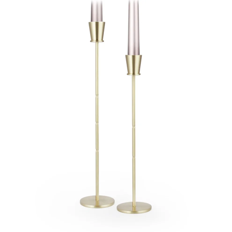 Coho Objet	 - Brazen Special Long Brass Candlestick Set Of 2 - I
