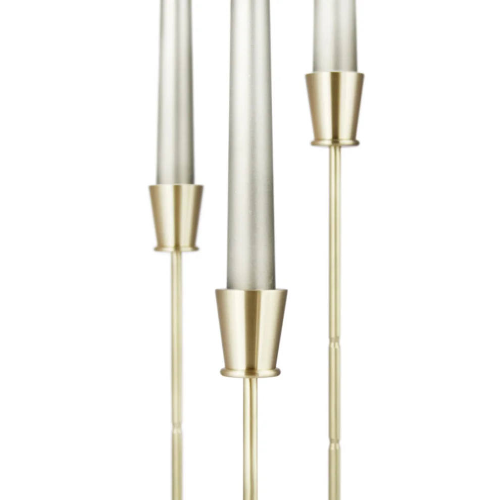 Coho Objet	 - Brazen Special Long Brass Candlestick Set Of 2 - I
