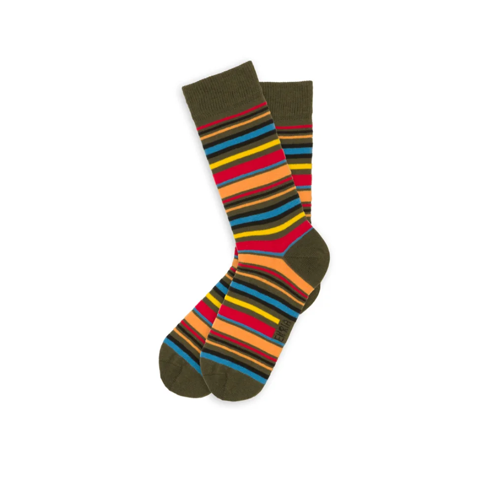 EKRIA - Renkli Çizgili Indochine Çorap