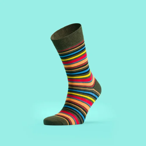 EKRIA - Renkli Çizgili Indochine Çorap