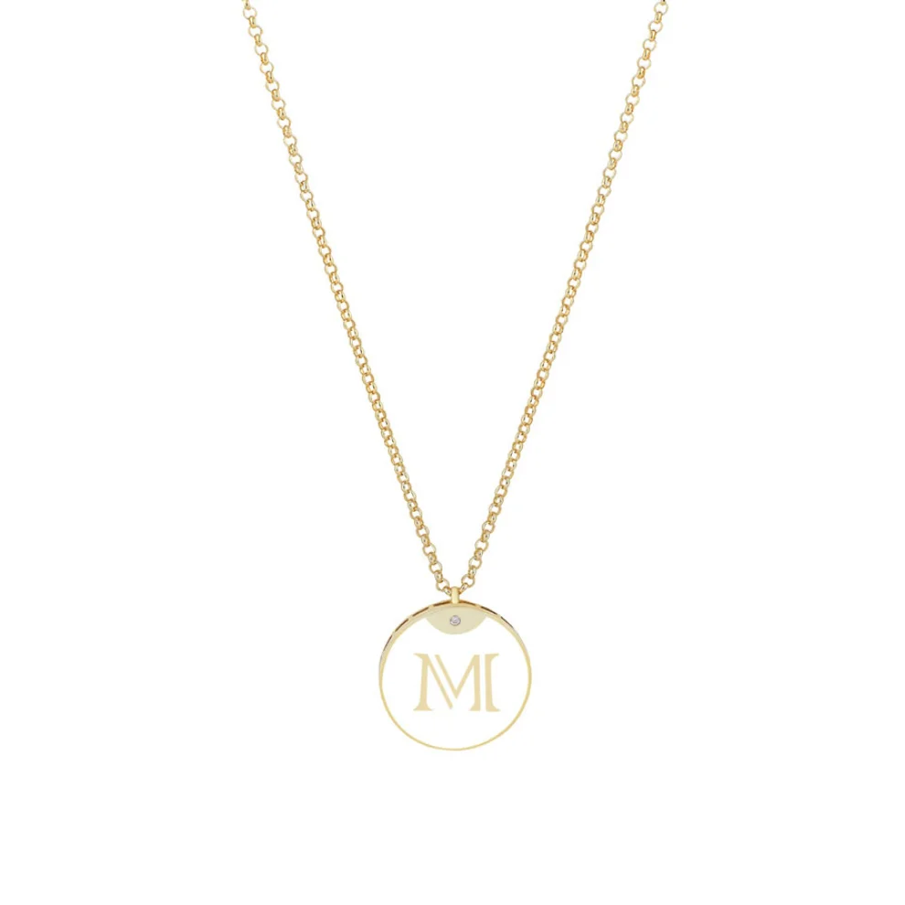 Linya Jewellery - Enamel Letter Necklace - Letter M