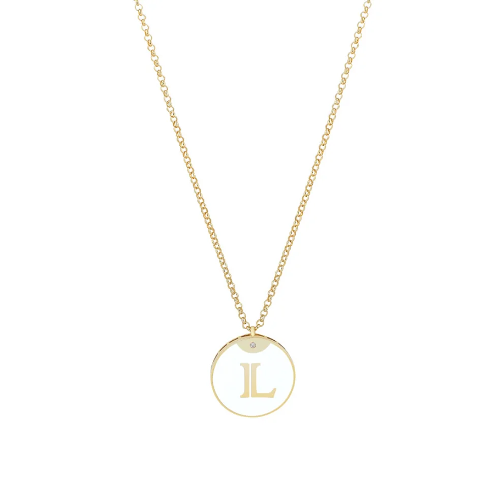 Linya Jewellery - Enamel Letter Necklace - Letter L