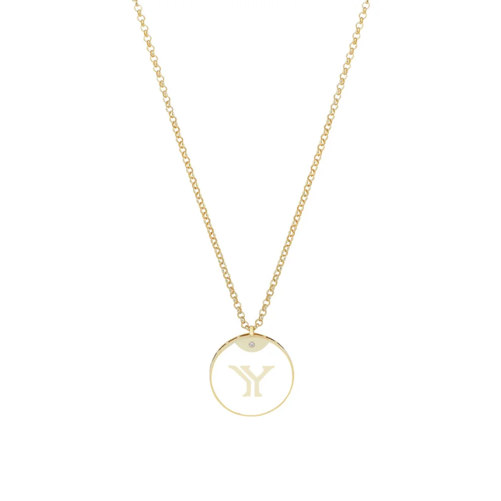 Linya Jewellery - Enamel Letter Necklace - Letter Y