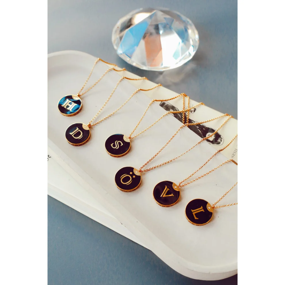 Linya Jewellery - Enamel Letter Necklace - Letter S