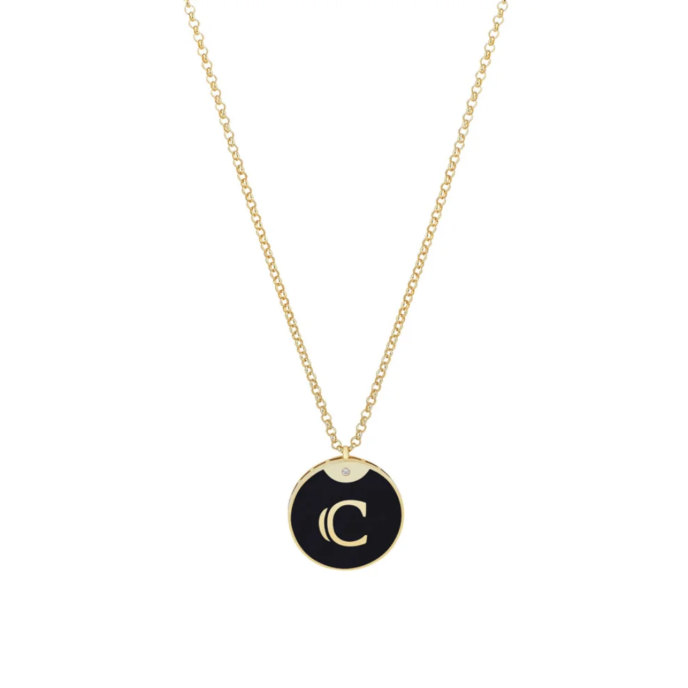 Linya Jewellery - Enamel Letter Necklace - Letter C