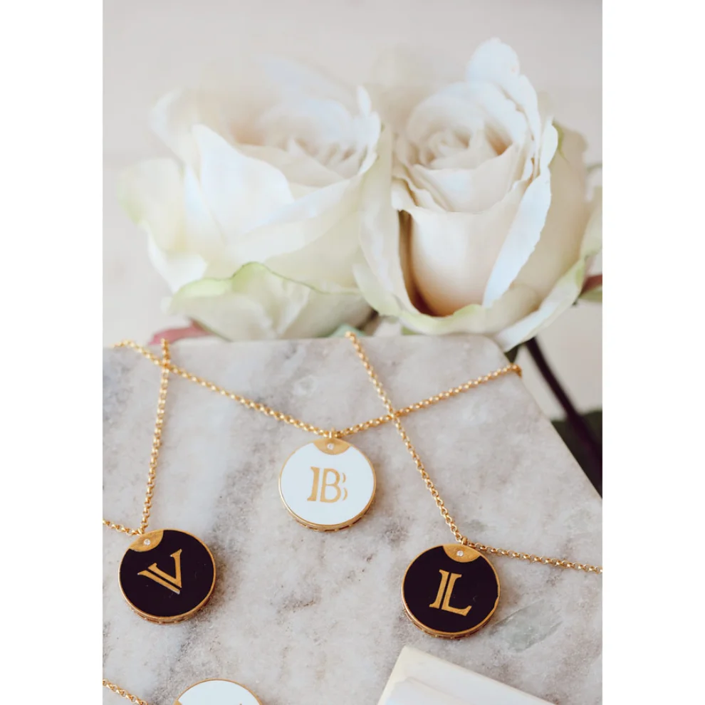 Linya Jewellery - Enamel Letter Necklace - Letter B