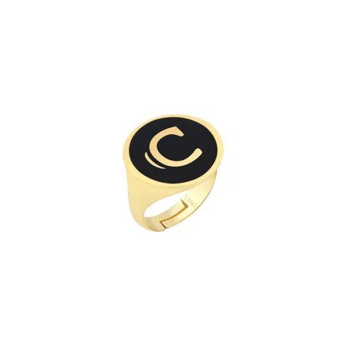 Linya Jewellery - Enamel Letter Ring - Letter C