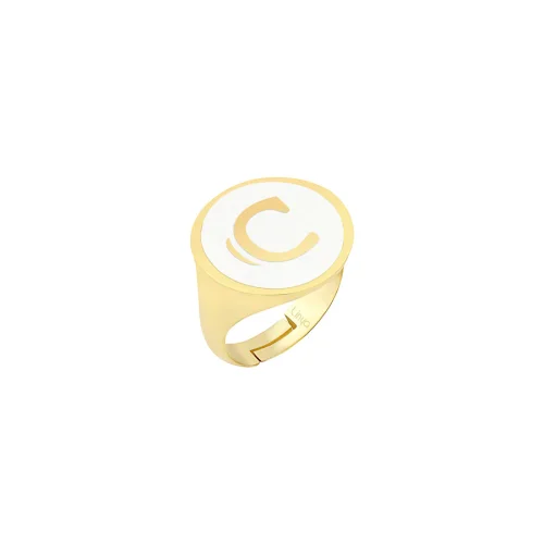 Linya Jewellery - Enamel Letter Ring - Letter C