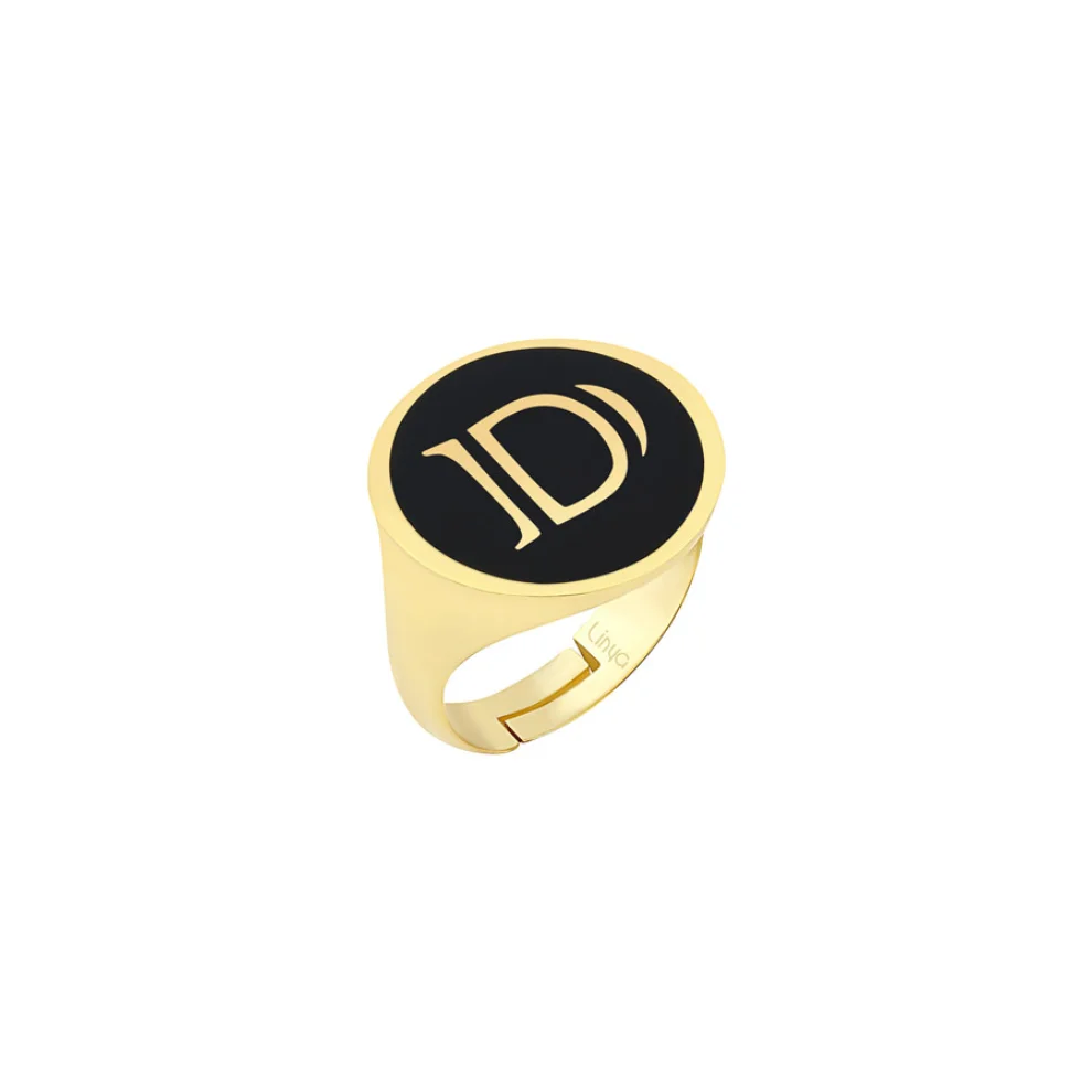 Linya Jewellery - Enamel Letter Ring - Letter D